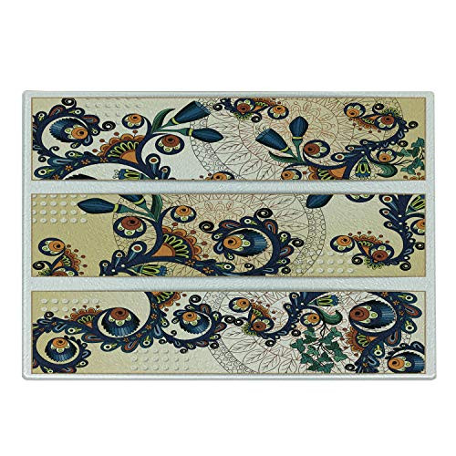 Lunarable Batik Cutting Board, Paisley Background in a Fragmented Flat Design with Folkloric Properties Vintage Art, Decorative Tempered Glass Cutting and Serving Board, Small Size, Multicolor