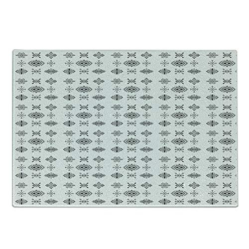 Ambesonne Guatemalan Cutting Board, Geometric Style Ethnic Aztec Figure with Arrow and Tribal Culture Theme, Decorative Tempered Glass Cutting and Serving Board, Small Size, Black Grey White