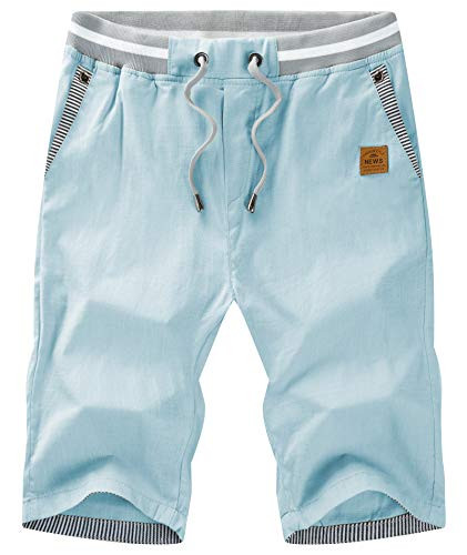 GEEK LIGHTING Men's Casual Shorts Elastic Waist Workout Shorts Drawstring with Zipper Pocket
