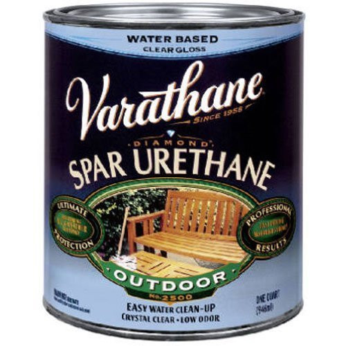 Rust-Oleum Varathane 250041H 1-Quart Classic Clear Water Based Outdoor Spar Urethane, Gloss Finish - 2 Pack