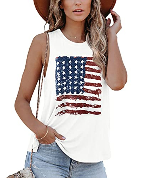 For G and PL Women 4th of July Patriotic Cotton Tank Tops USA Flag Star Striped Sleeveless Shirt American L For G and PL Women 4th of July Patriotic Cotton Tank Tops USA Flag Star Striped Sleeveless Shirt American L