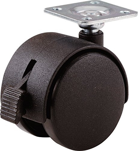 Shepherd Hardware 9579 2-Inch Office Chair Caster, Twin Wheel with Brake, 1-1/2-Inch Sq. Plate, 75-Lb Load Capacity -3 Pack-