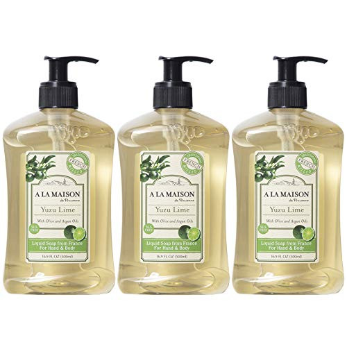 A La Maison de Provence Liquid Hand Soap - Yuzu Lime Scent - French Milled Moisturizing Natural Hand Soap - in 16.9 oz. Pump Bottles - -3 Pack- A La Maison de Provence Liquid Hand Soap - Yuzu Lime Scent - French Milled Moisturizing Natural Hand Soap - in 16.9 oz. Pump Bottles - -3 Pack-