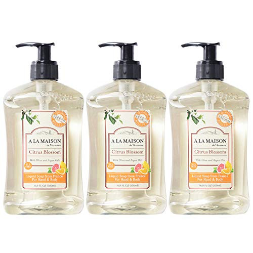 A La Maison de Provence Liquid Hand Soap - Citrus Blossom Scent - French Milled Moisturizing Natural Hand Soap - in 16.9 oz. Pump Bottles - -3-Pack- A La Maison de Provence Liquid Hand Soap - Citrus Blossom Scent - French Milled Moisturizing Natural Hand Soap - in 16.9 oz. Pump Bottles - -3-Pack-