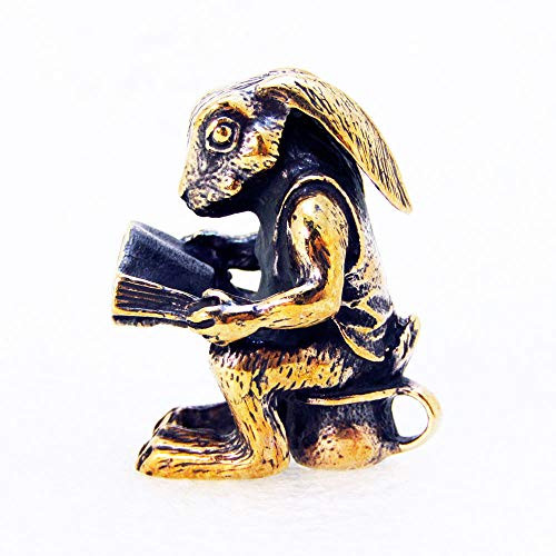 Rabbit On The Pot Figurine Decorative Bunny Statue Bronze Miniature Figure