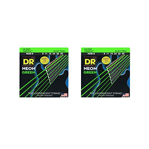 DR Guitar Strings Electric Neon Green 09-42 Light 2 Pack