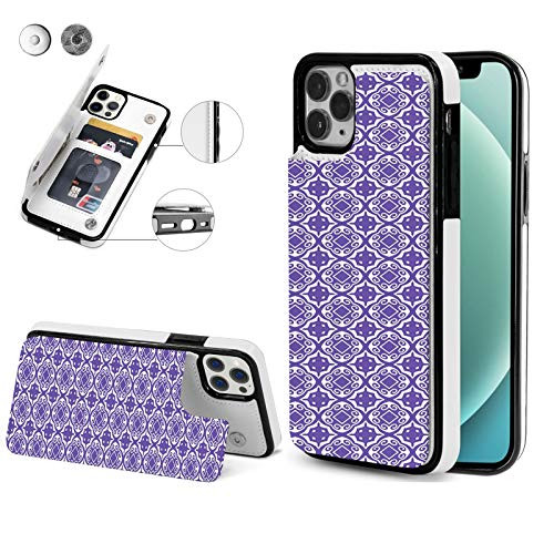 Compatible with iPhone 12 Case/Compatible with iPhone 12 Pro Case,Ethnic Artful Illustration of Geometric Motifs Repeating Classical Figures,Microfiber PU Leather Wallet,for The iPhone 12 Mini 5.4