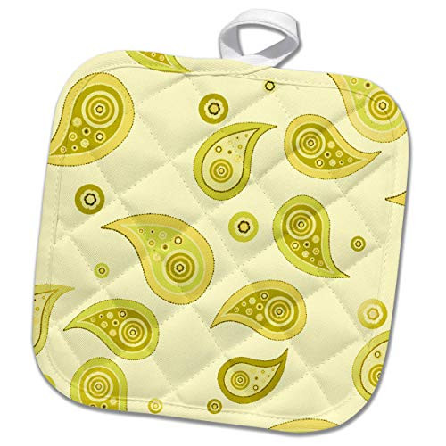 3dRose Image of Shades Of Yellow And Chartreuse Paisley In Toss Pattern - Potholders -phl-327456-1-