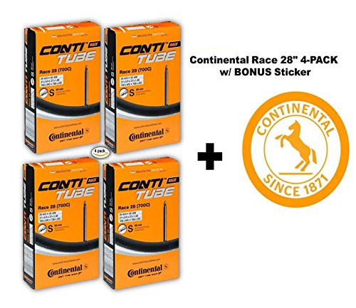 Continental Race LIGHT 28" 700x20-25c Bicycle Inner Tubes - 80mm Long Presta Valve - 4 PACK w/BONUS Conti Sticker