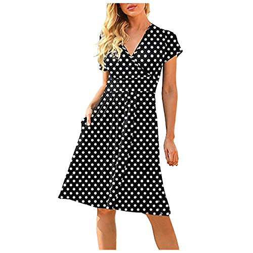GGOGO Women's Summer Casual Sundress Fashion Sexy Short Sleeve V-Neck Flowers Print Short Party Dress with Pockets?White?M? GGOGO Women's Summer Casual Sundress Fashion Sexy Short Sleeve V-Neck Flowers Print Short Party Dress with Pockets?White?M?
