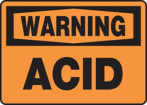 Accuform MCHL316VP Sign, Legend"Warning Acid", 7" Length x 10" Width x 0.055" Thickness, Plastic, 7" x 10", Black on Orange Accuform MCHL316VP Sign, Legend"Warning Acid", 7" Length x 10" Width x 0.055" Thickness, Plastic, 7" x 10", Black on Orange