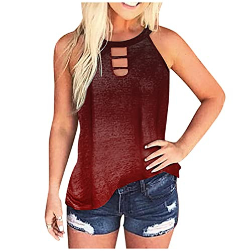 AODONG Tank Tops for Women Fashion, Womens Tank Tops Loose Fit Solid Fitness Sleeveless Tank Top Casual Summer Blouse Shirts Red