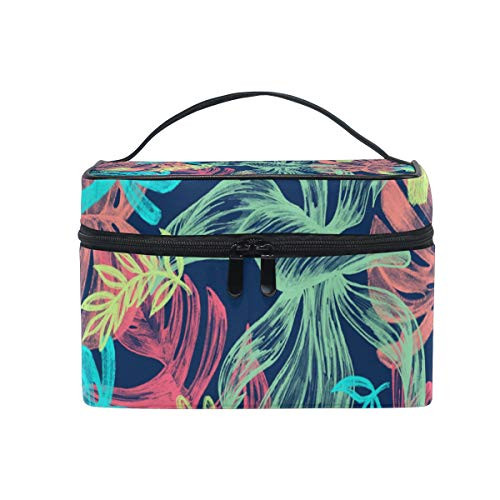 Makeup Cosmetic Bag Tropical Plants Blue Green Red Palm Leaves Portable Travel Train Case Toiletry Bags Organizer Multifunction Storage Makeup Cosmetic Bag Tropical Plants Blue Green Red Palm Leaves Portable Travel Train Case Toiletry Bags Organizer Multifunction Storage