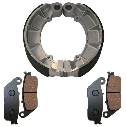 Caltric Front Brake Pads  and  Rear Brake Shoes Compatible With Honda Pc800 Pacific Coast 1989-1990 1994-1998
