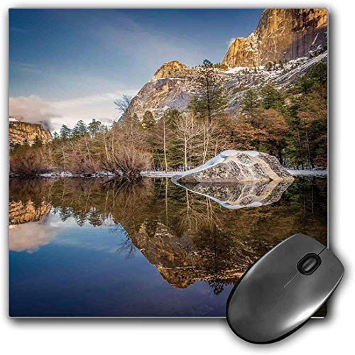 Mouse Pad Gaming Functional Yosemite Thick Waterproof Desktop Mouse Mat Yosemite Mirror Lake and Mountain Reflection on Water Sunset Evening View Picture,Navy Brown Non-slip Rubber Base
