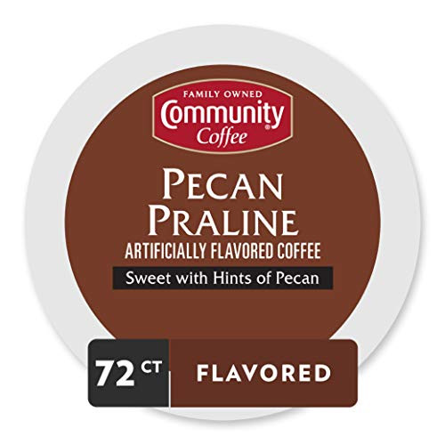 Community Coffee Pecan Praline Flavored Medium Roast Single Serve 72 Ct Box, Compatible with Keurig 2.0 K Cup Brewers, Medium Full Body Sweet Hints of Pecan, 100% Arabica Coffee Beans Community Coffee Pecan Praline Flavored Medium Roast Single Serve 72 Ct Box, Compatible with Keurig 2.0 K Cup Brewers, Medium Full Body Sweet Hints of Pecan, 100% Arabica Coffee Beans