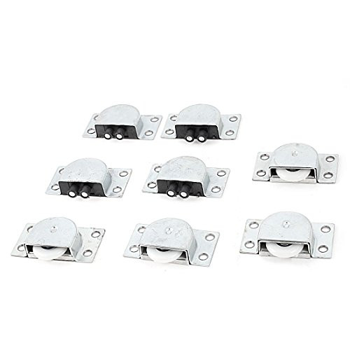 uxcell 4 Pairs 23mm White Wheel Silver Tone Sliding Door Roller for Wardrobe