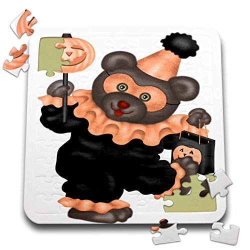 3dRose Anne Marie Baugh - Cute Illustrations - Cute Orange and Black Halloween Bear Illustration - 10x10 Inch Puzzle -pzl-324547-2-