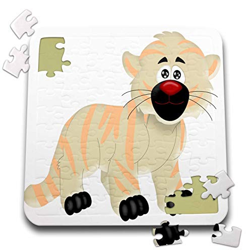 3dRose Anne Marie Baugh - Cute Illustrations - Cute Biege and Light Orange Tiger Illustration - 10x10 Inch Puzzle -pzl-324581-2-