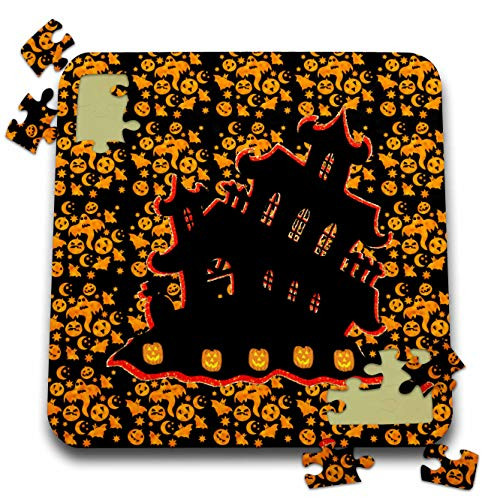 3dRose Black and Orange, Haunted House, Star, Moon, Pumpkins and Ghost... - Puzzles -pzl-326301-2-