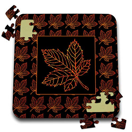 3dRose Maple Leaf Pattern on Black in Gradient Orange and Red Fall Hues - Puzzles -pzl-326693-2-