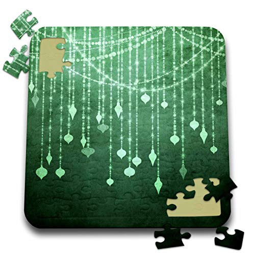 3dRose Pretty Image of String Light Ornaments On A Green Background - Puzzles -pzl-340263-2-