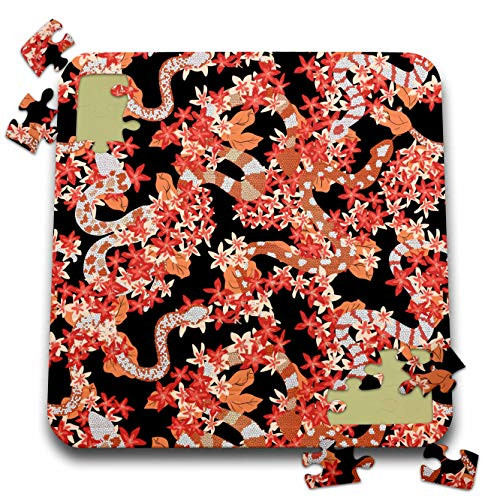 3dRose Snakes in The Garden Orange Floral Pattern - Puzzles -pzl-341384-2-