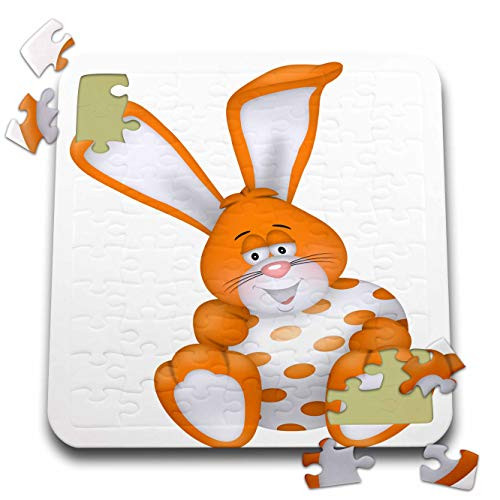 3dRose Cute Orange Easter Rabbit Holding an Orange Polka Dot Easter Egg - Puzzles -pzl-341570-2-