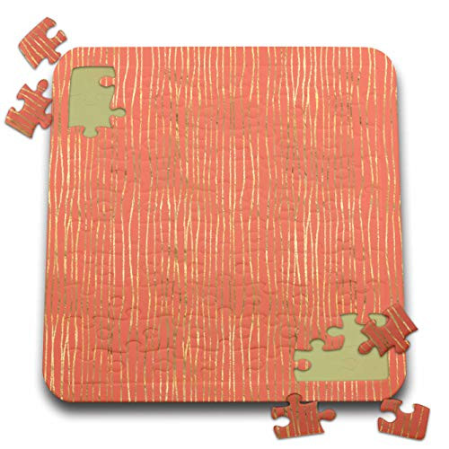 3dRose Contemporary Coral Orange and Image of Gold Hand Drawn Stripes - Puzzles -pzl-342849-2-