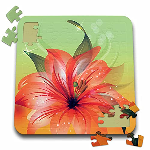 3dRose Orange Flower Spring Dew Green Watercolor, 3DRSMM - Puzzles -pzl-347134-2-