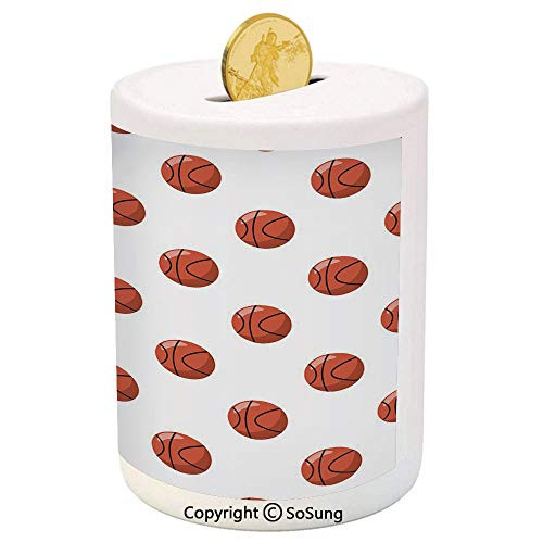 Basketball Ceramic Piggy Bank,Cartoon Classical Balls Competition Scoring Professional Tournament Decorative 3D Printed Ceramic Coin Bank Money Box for Kids  and  Adults,Cinnamon Black White Basketball Ceramic Piggy Bank,Cartoon Classical Balls Competition Scoring Professional Tournament Decorative 3D Printed Ceramic Coin Bank Money Box for Kids  and  Adults,Cinnamon Black White