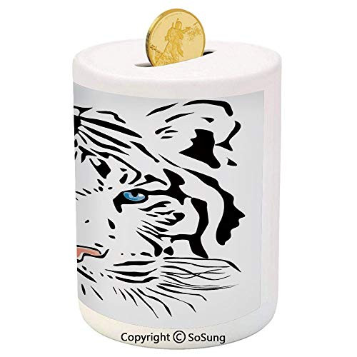 SoSung Tattoo Decor Ceramic Piggy Bank,Language of Love Musical Note Inspiration on Sheet with Rose Hearts 3D Printed Ceramic Coin Bank Money Box for Kids  and  Adults,White Black and Pink SoSung Tattoo Decor Ceramic Piggy Bank,Language of Love Musical Note Inspiration on Sheet with Rose Hearts 3D Printed Ceramic Coin Bank Money Box for Kids  and  Adults,White Black and Pink