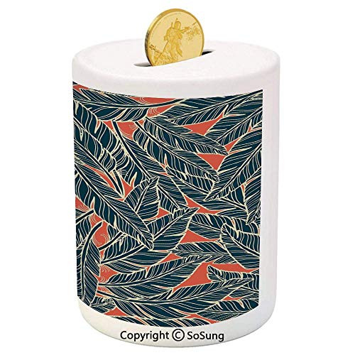 SoSung Feather Decor Ceramic Piggy Bank,Modern Artistic Display Flying Quills Birds Animals Wildlife Jungle 3D Printed Ceramic Coin Bank Money Box for Kids and Adults,Black Scarlet Cream SoSung Feather Decor Ceramic Piggy Bank,Modern Artistic Display Flying Quills Birds Animals Wildlife Jungle 3D Printed Ceramic Coin Bank Money Box for Kids and Adults,Black Scarlet Cream
