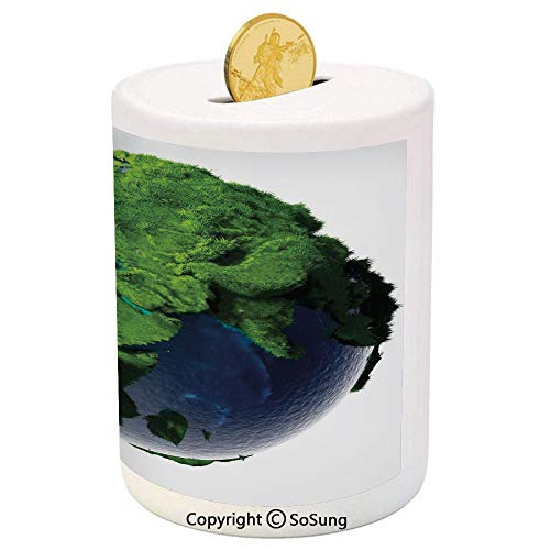 SoSung Earth Ceramic Piggy Bank,World Covered with Lush Green Forest Grass and Blue Waters Eco Nature Concept Decorative 3D Printed Ceramic Coin Bank Money Box for Kids and Adults,Green Violet Blue SoSung Earth Ceramic Piggy Bank,World Covered with Lush Green Forest Grass and Blue Waters Eco Nature Concept Decorative 3D Printed Ceramic Coin Bank Money Box for Kids and Adults,Green Violet Blue
