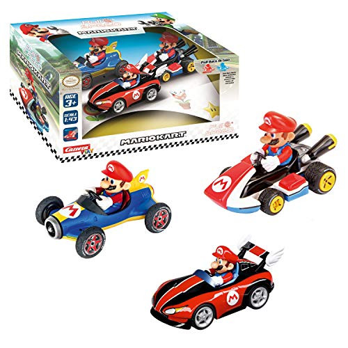 Carrera Pull  and  Speed 15813016 Official Licensed Kids Toy Car Pull Back Vehicle for Ages 3 and Up - Mario Kart Mario / Wild Wing Mario / Mach 8 Mario