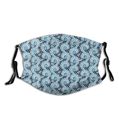 Comfortable Windproof mask,Medieval Turkish Curly Fantasy Figures Floral Ethnic Ornaments Arabic Influences,Printed Facial Decorations for Unisex