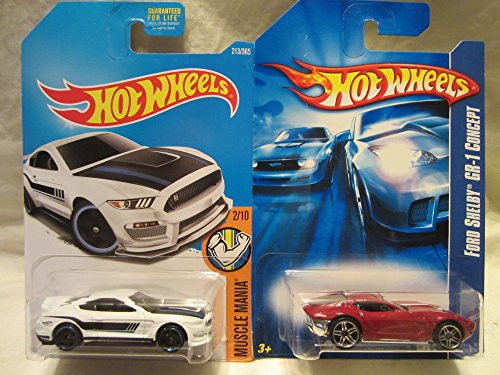 Hot Wheels Maroon Ford Shelby GR-1 Concept and Muscle Mania White Ford Shelby GT350R Die Cast 1/64 Scale 2 Car Bundle Hot Wheels Maroon Ford Shelby GR-1 Concept and Muscle Mania White Ford Shelby GT350R Die Cast 1/64 Scale 2 Car Bundle