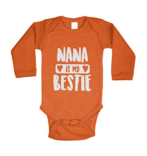 Nana is My Bestie - Grandma Granny Long Sleeve Bodysuit -Orange, 12 Months- Nana is My Bestie - Grandma Granny Long Sleeve Bodysuit -Orange, 12 Months-