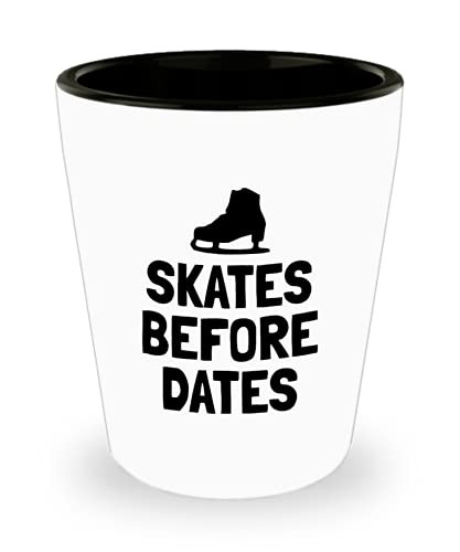 Figure Skater Gift - Figure Skating Shot Glass - Ice Skating Present - Skates Before Dates