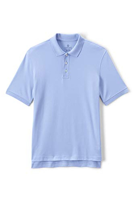 Lands' End School Uniform Men's Short Sleeve Interlock Polo Shirt Medium Blue