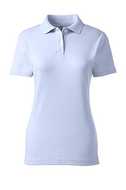 Lands' End School Uniform Women's Short Sleeve Feminine Fit Interlock Polo Shirt Medium Blue
