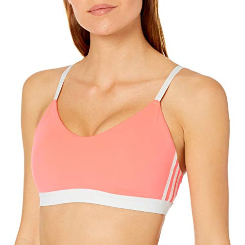adidas womens All Me 3-Stripes Bra Signal Pink/White Medium