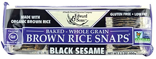 Brown Rice Snaps, Black Sesame with Organic Brown Rice, 3.5-Ounce Packs (Pack of 12)