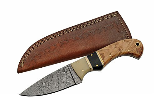SZCO Supplies Damascus Steel Bone/Wood Skinning Knife Hunting Knife SZCO Supplies Damascus Steel Bone/Wood Skinning Knife Hunting Knife