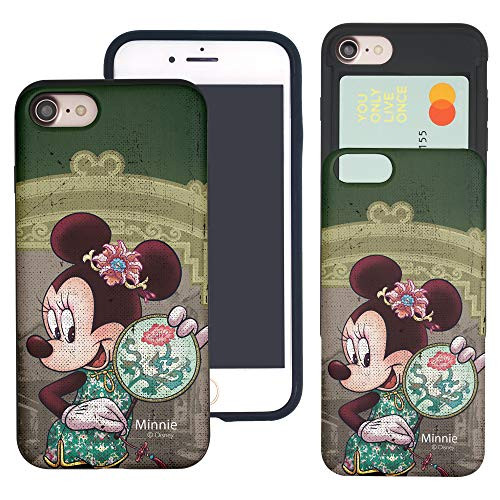 WiLLBee Compatible with iPhone 6S / iPhone 6 Case -4.7inch- Dual Layer Card Slide Slot Wallet Bumper Cover - Oriental Minnie Mirror