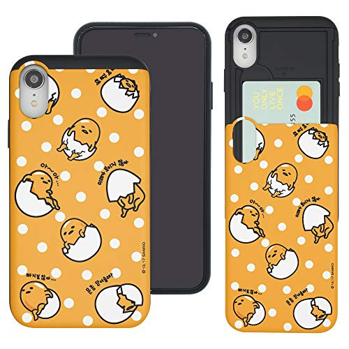 Compatible with iPhone Xs Max Case Sanrio Slim Slider Card Slot Dual Layer Holder Bumper Cover - Pattern Gudetama Orange
