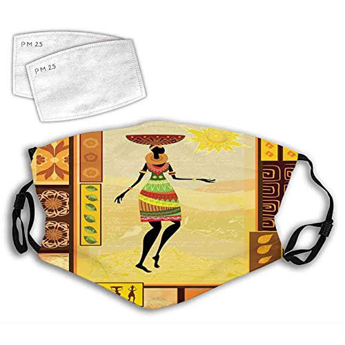 Personality mask Windproof Breathable Mouth Cover,African Girl Dressed Ethnic Under Sun Figure Folk Culture Tribal Elegance Display,Adjustable Face Masks Sport Reusable Miracle mask Personality mask Windproof Breathable Mouth Cover,African Girl Dressed Ethnic Under Sun Figure Folk Culture Tribal Elegance Display,Adjustable Face Masks Sport Reusable Miracle mask