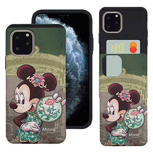 WiLLBee Compatible with iPhone 11 Pro Case -5.8inch- Dual Layer Card Slide Slot Wallet Bumper Cover - Oriental Minnie Mirror