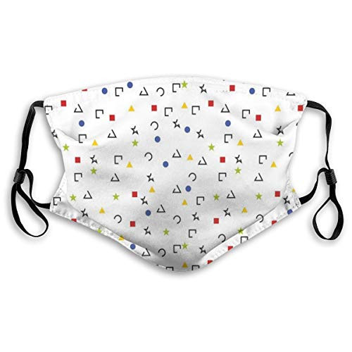 Comfortable Windproof Activated Carbon mask filter Facial for Unisex-M,Abstract Triangle Square Star Circle Dot Figures Symbols Forms Artistic Design