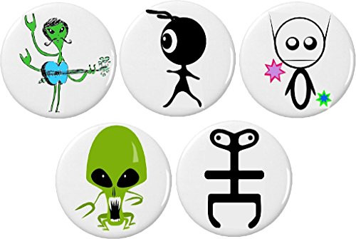 Set 5 Aliens 2.25" Bottle Openers Keyring Scary Emo Girly Stick Figure Extraterrestrial Cute Funny